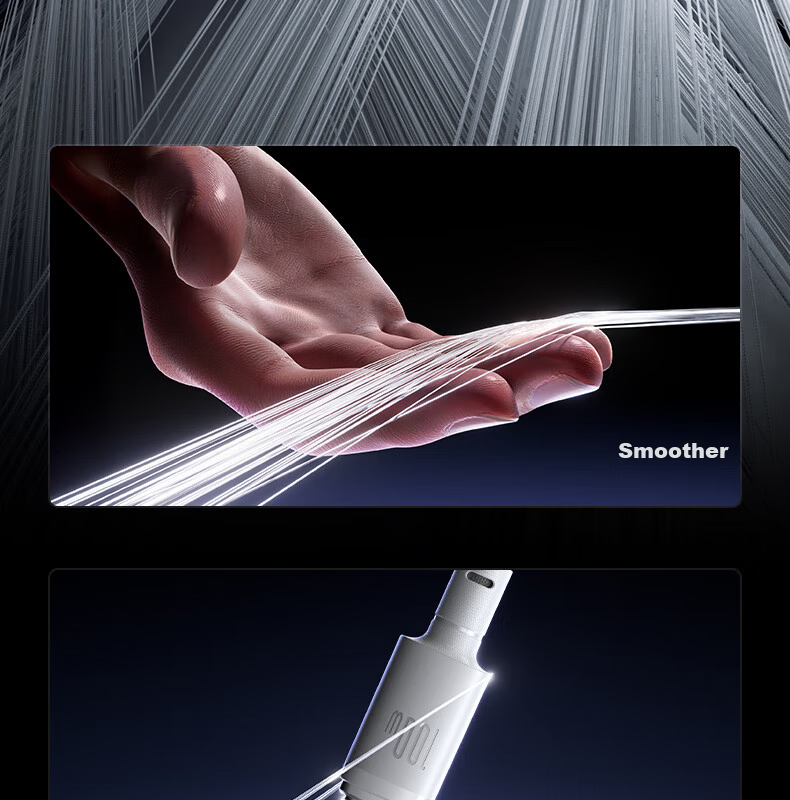 Baseus Type-C Data Cable 6A Super Fast Charging 100W/88W for Huawei Honor Xiaomi Apple 15/16 Pura80/Mate70 Moonlight White 2m 5