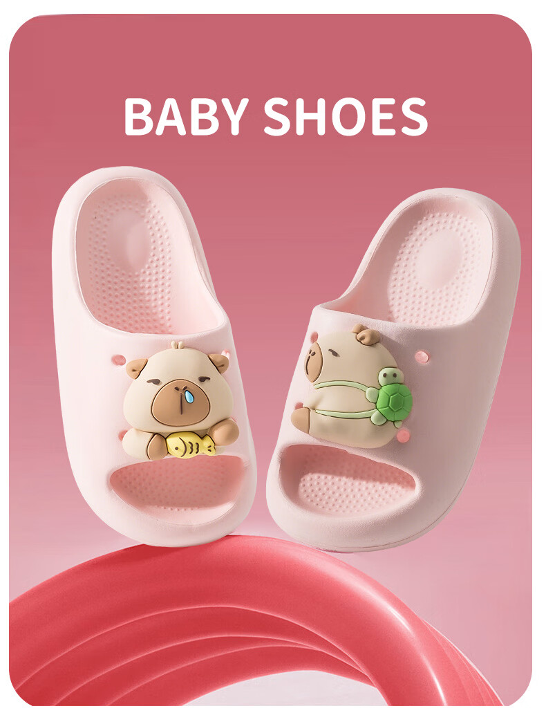 TUDOUWU Kids Slippers for Children Indoor and Outdoor Non-Slip Soft Sole 3D Capybara Pink Size 200 10