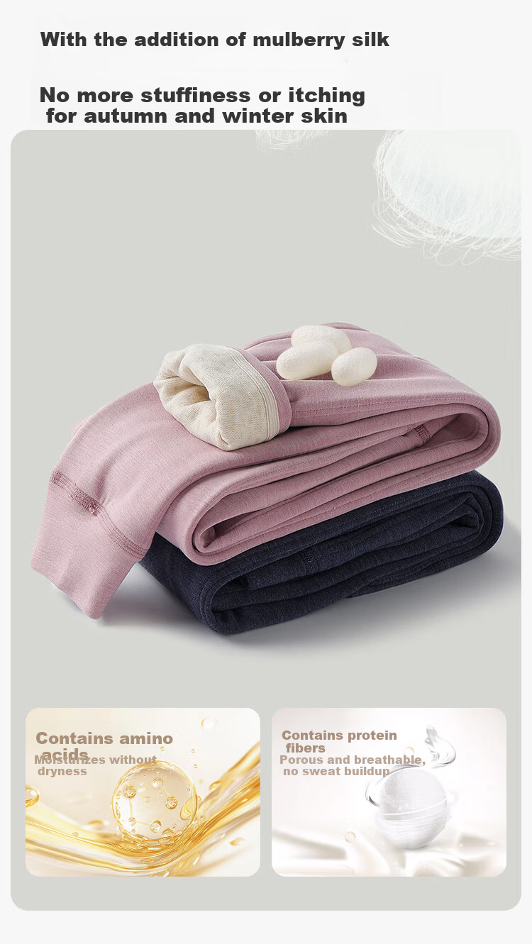 YEEHOO Children's Thermal Double-Layer Mulberry Silk A-Class Autumn and Winter Seamless Warm Leggings 8