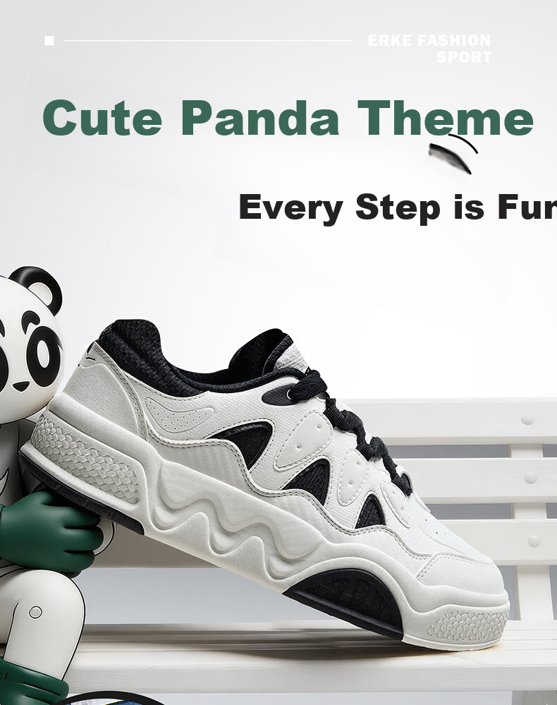 ERKE Men's Sneakers 2026 New Lightweight White Casual Sports Shoes Battery Panda 6 5