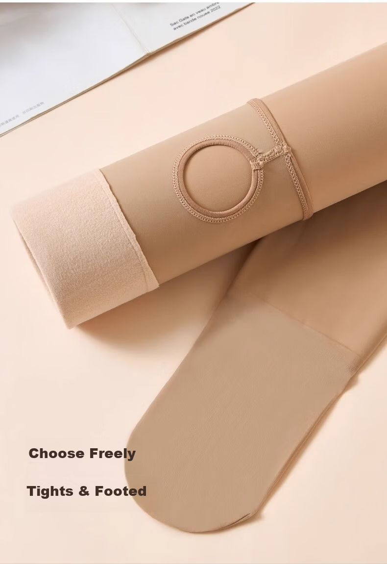 Me feeling Bare Leg Magic Autumn Winter Nude Feeling Fleece Lined Warm Skin-Tone Slimming Tights with Foot Three-Pack 13
