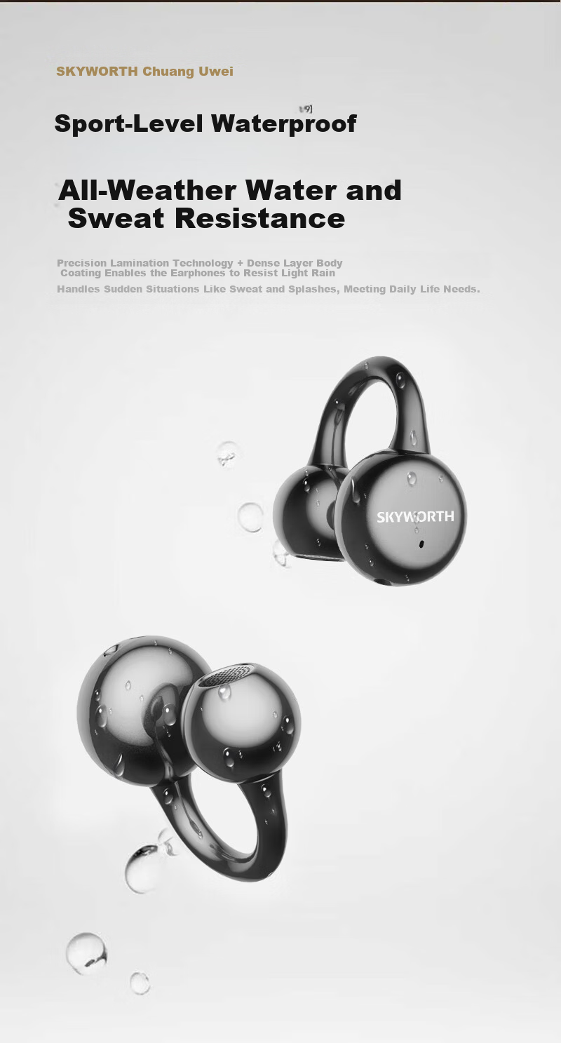 Skyworth S6 Sky Clip Aurora Black AI Version Bluetooth Clip-On Bone Conduction Open-Ear Wireless Sports Earphones New Year Gift 15
