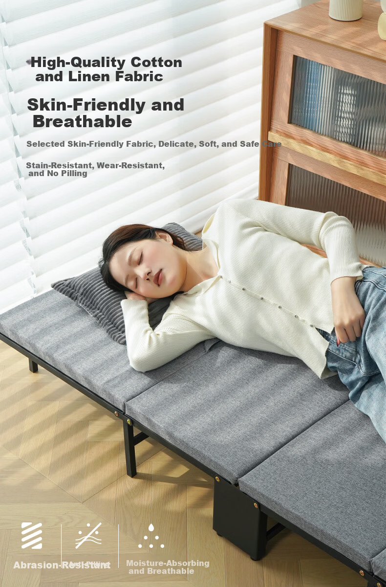 Restar Folding Bed Office Nap Essential Hospital Companion Bed Comfortable Wooden Sponge Single Nap Bed 60cm 3