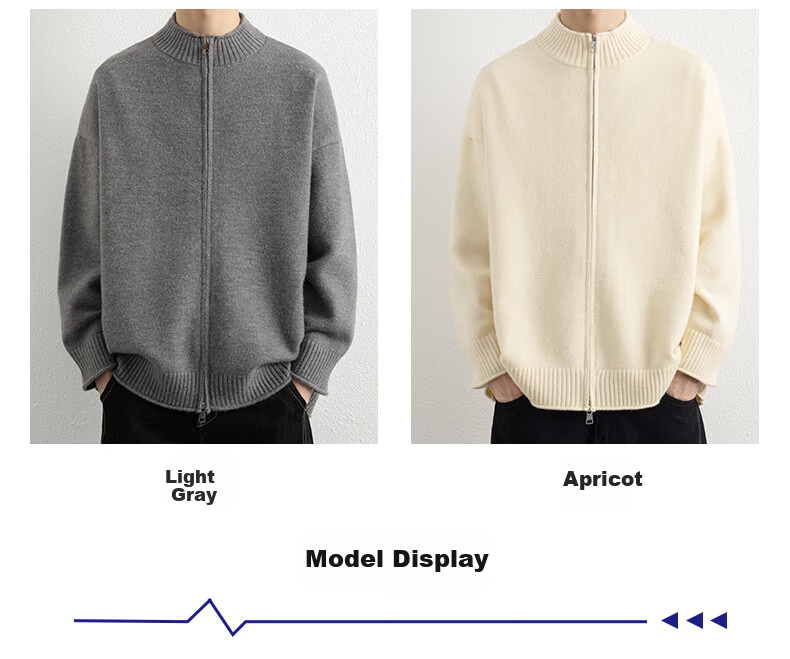 ROMON Men's Knitwear Spring Autumn Casual Loose Drop Shoulder Cardigan Sweater Stand Collar Jacket Navy 3XL ST10 6