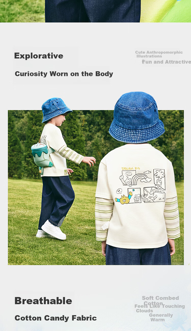 BALABALA 【balaOne】 Kids Long Sleeve T-Shirt Boys and Girls 2026 Spring Cotton Top 3