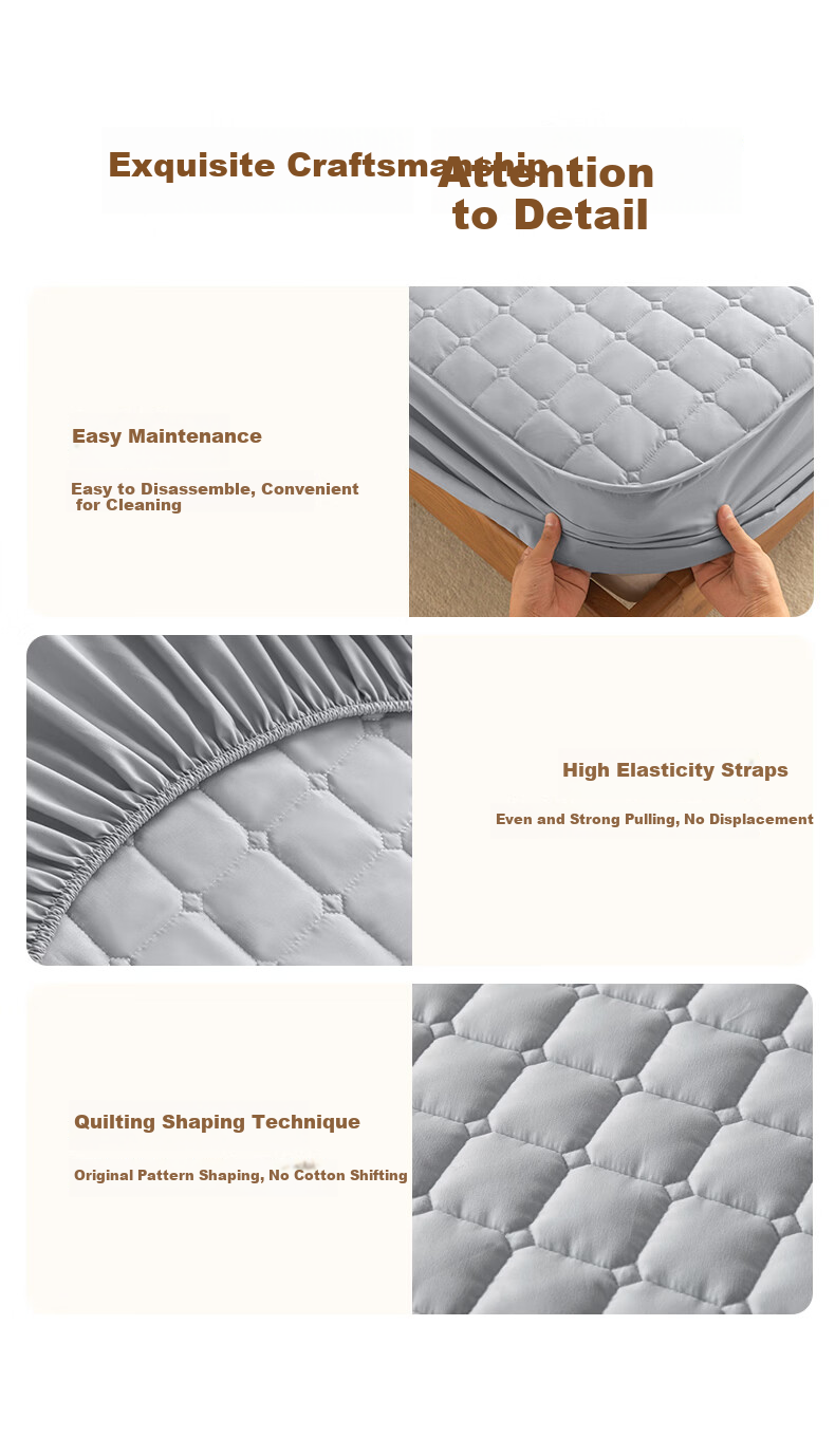 CROWN 1.8x2m Winter Thickened Quilted A-Class Full Coverage Fitted Sheet Anti-Slip Mattress Protector Cover 8