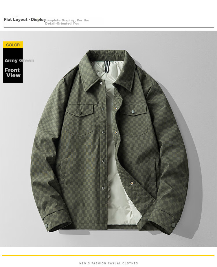 Miiow Men's Autumn Winter Down Jacket Casual Lapel Versatile White Duck Down Windproof Warm Black XL 7