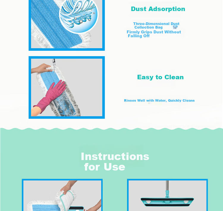 MIAOJIE Flat Mop Cloth, 45cm Total, Multi-Functional Clip-In Replacement Cloth 7