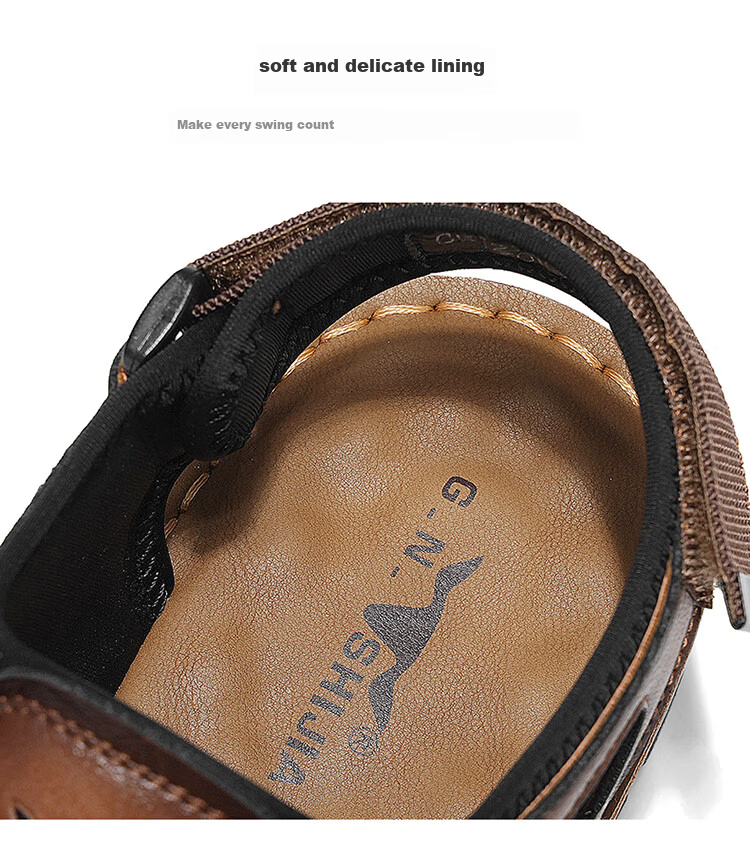 Bull Family Men's Summer Sandals Hollow Breathable Retro Thick Sole Durable Beach Shoes 7