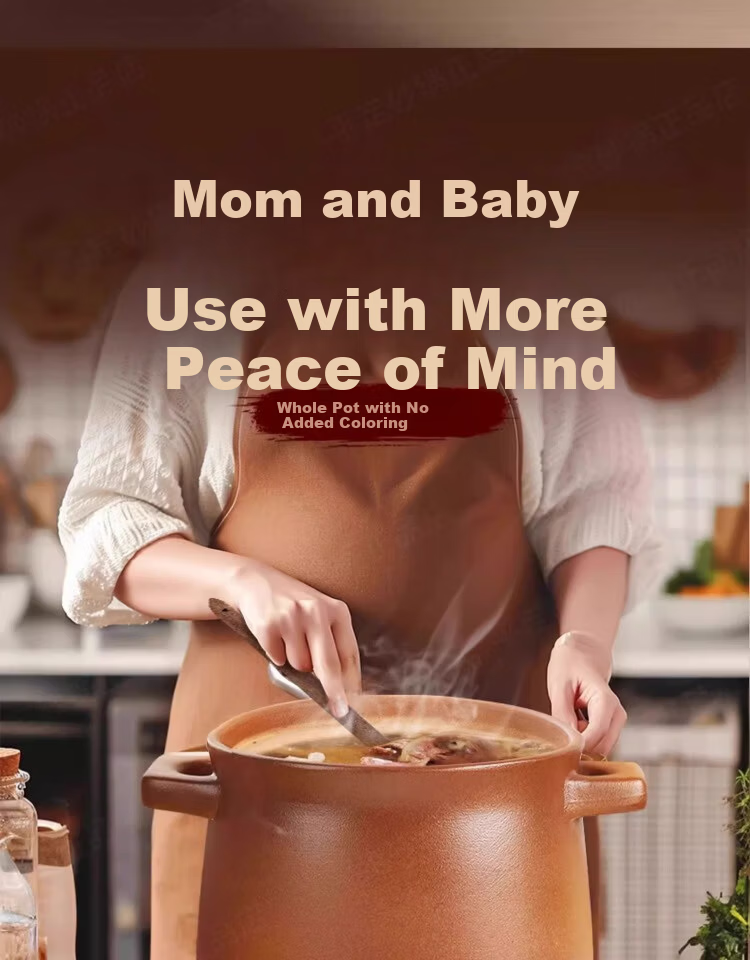 Pearson Unglazed Flat Clay Pot Soup Cooker Gas Stove Earthenware Stew Pot Household Traditional Health Soup Pot Stewing Pot 5L 17