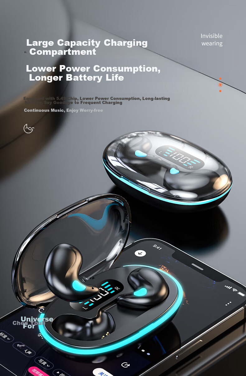 Bkayp Sleep Bluetooth Earphones Wireless Long Battery Life High-Quality Sound Noise Cancelling Semi-In-Ear Ultra-Thin Side-Lying Comfortable Compatible with Apple iPhone 17 Huawei Vivo Xiaomi Samsung 3