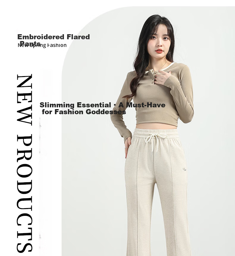 BOPRUIEY Women's Micro Flare Sweatpants, Spring And Summer 2026 Thin Style, Draping Slimming Mid-Rise Embroidered Flared Pants Casual Trousers for Wome 1