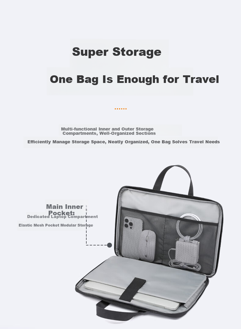 BRINCH Laptop Bag, 15.6/16 Inch Business Handbag, Suitable for Huawei, Xiaomi, And Apple Laptops 3