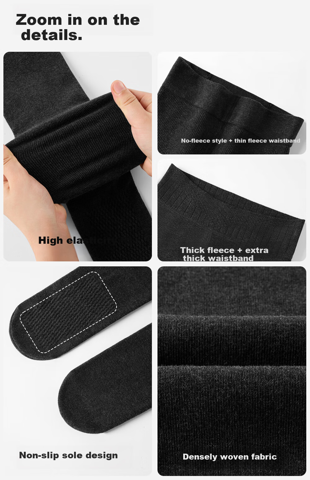 Caramella Vertical Stripe Thickened Warm Leggings for Women Autumn Winter Slimming Cotton Pants Black Footed 14