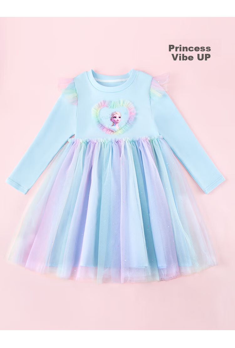 Disney Elsa Princess Dress Girls Spring New Children's Dress Autumn Princess Dress LX81227 Blue Size 130 6