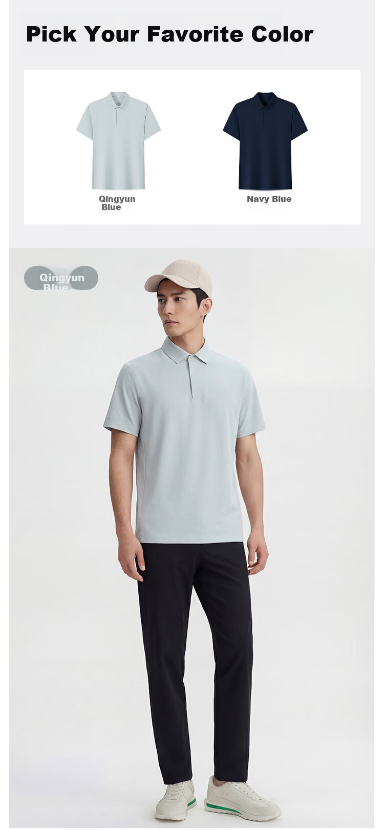 JD Jingzao Sports Quick-Dry Polo Shirt New Summer Sun Protection Outdoor Running Fitness Casual Short Sleeve Men Dark Blue XL 19