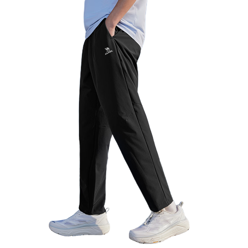 CAMEL Quick-Dry Men's Sports Pants Ice Cooling Sun Protection Antibacterial Straight Woven Pants C16BAYL6009 Phantom Black L