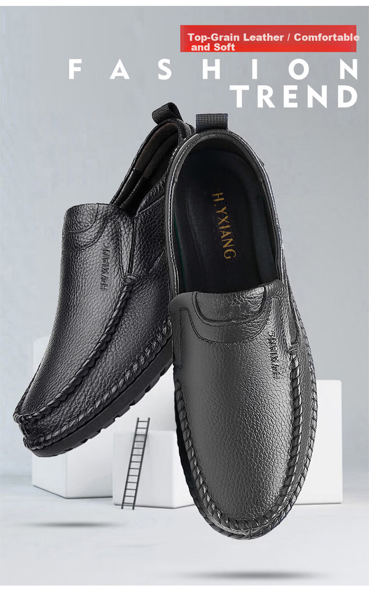 Hengyuanxiang Men's Slip-On Business Casual Driving Loafers JS1931 Black Size 41 3