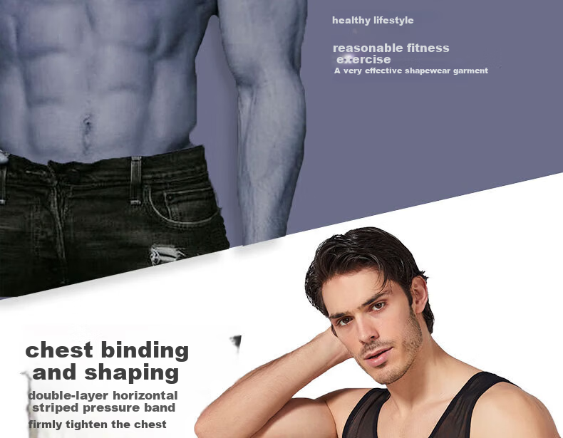 Langsha Men's Slimming Vest Ultra-Thin Abdomen Control Strong Chest Binder Invisible Body Shaper Tight Fit Slimming Top 11