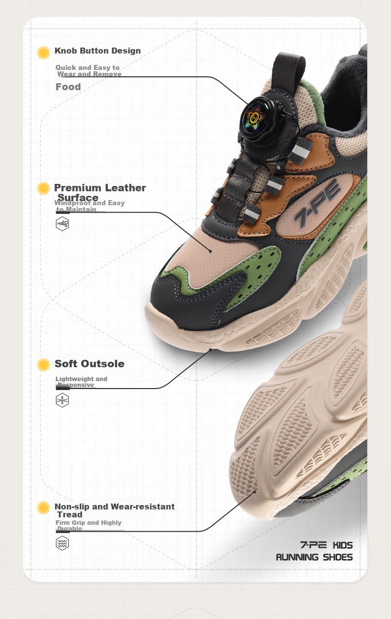 7-PE Boys' Sports Shoes 2026 Winter New Fleece-Lined Double Cotton Casual Soft Sole Waterproof Leather Kids Shoes 4