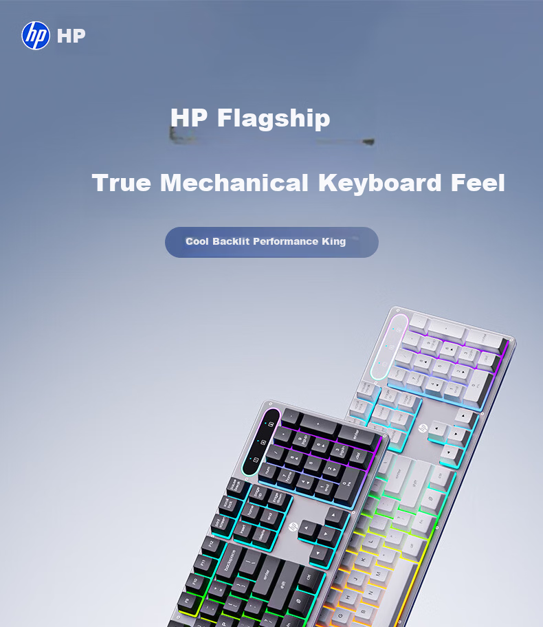 HP K500Y Mechanical Feel Wired Silent Membrane 104-Key Keyboard for Gaming, Office, and Study Compatible with Laptop and Desktop, High-Quality Side-Engraved Peripheral 2