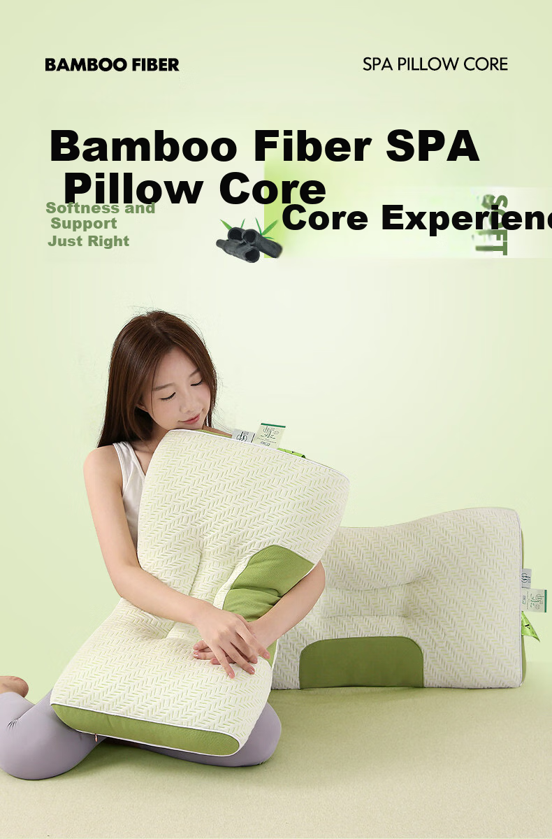 J.Sir Class A Baby-Grade Pillow High Pillow Core Deep Sleep Non-Collapsing Non-Deforming Bamboo Fiber Neck Support for Hotel and Home Use 1