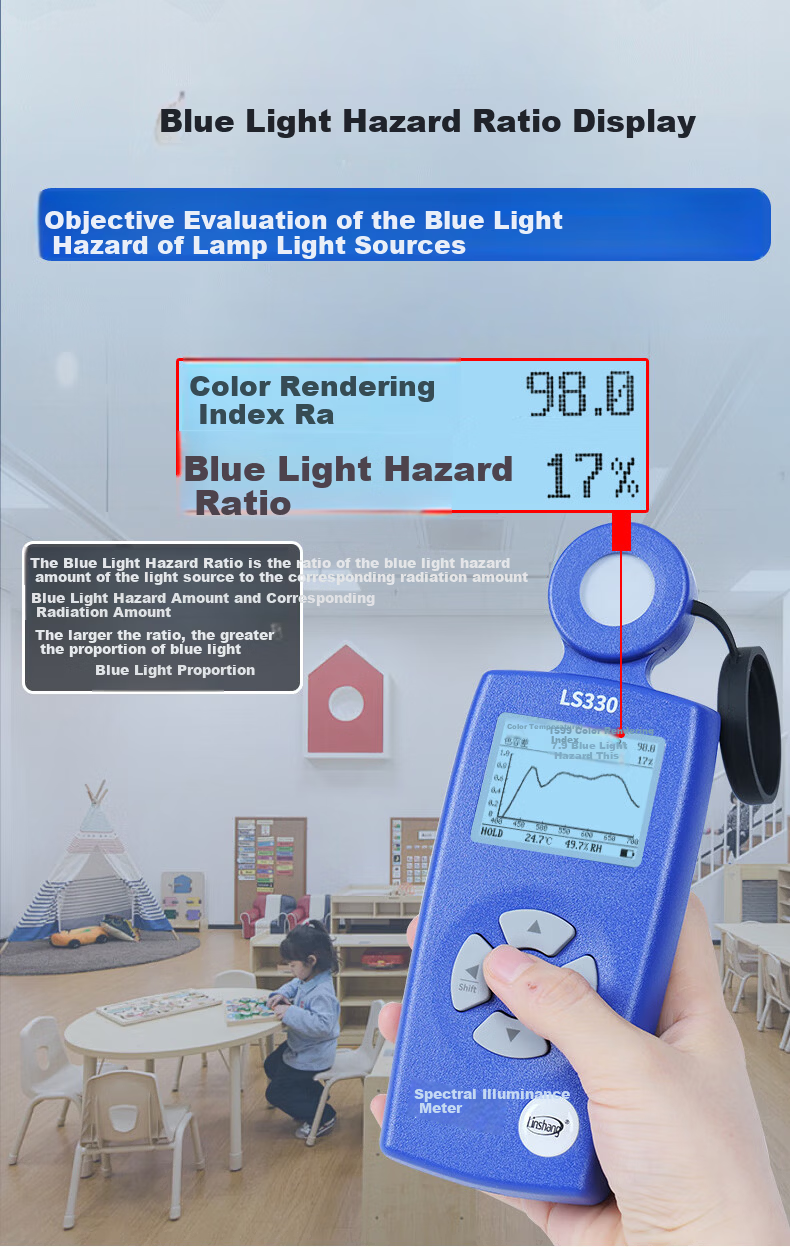 Linshang Spectral Color Temperature Illuminance Meter LS330 Light Plant Illuminance Tester UV Index Tester 9