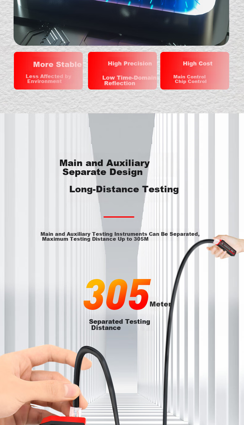 Deli Multifunction Network Cable Tester for Computer, RJ45, Telephone Line, Home Smart Continuity Detector 5