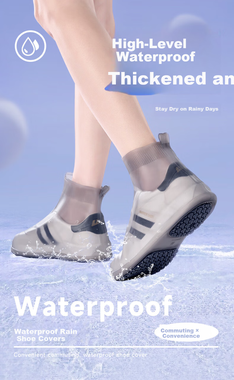 Silayi Rain Shoe Covers (New Latex Material) Non-Slip Thickened Wear-Resistant Reusable Portable Waterproof Rain Gear Boots 1
