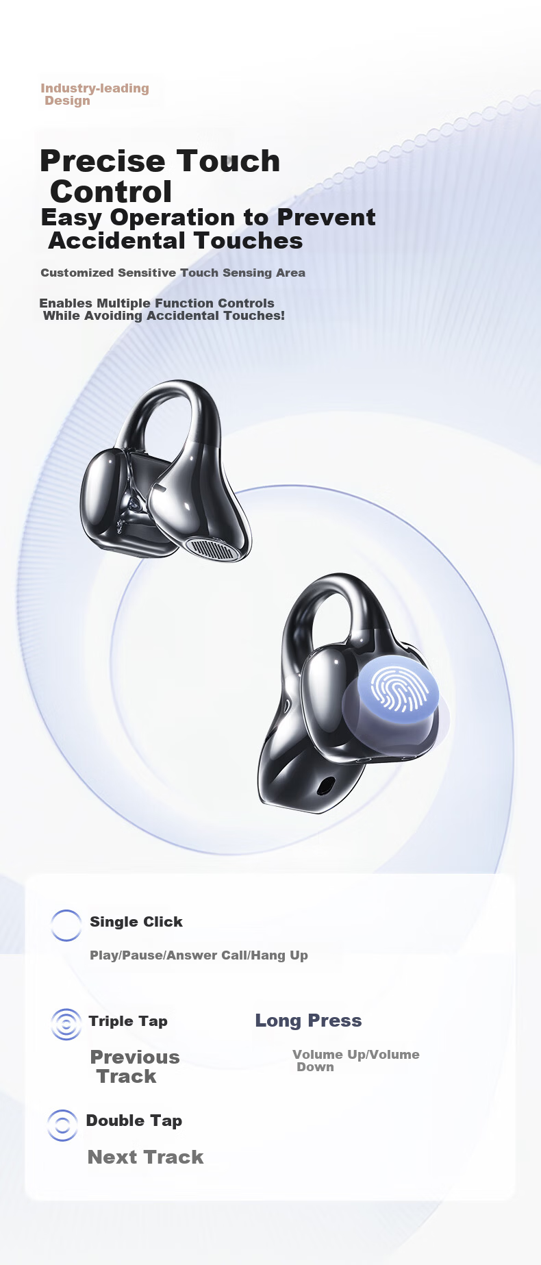 KINYO [Leader Industry | A9 Ai Lingdong Huan] Bluetooth Headphones, Clip-On Bone Conduction Concept, Wireless, Open-Run Sports, Calling, Noise Reduction, Long Battery Life, Real-Time Translation, Recording 19