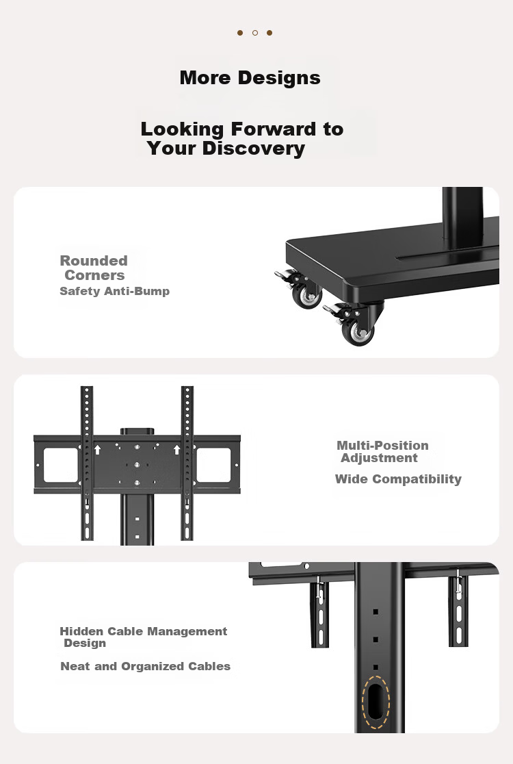 TAZD TV Stand, Movable 40-80 Inch, Horizontal And Vertical Screen, Adjustable Height, Rotatable 90°, Floor-Standing Cart for TVs, Flat-Screen TV Mount, Monitor Stand, Brand-Movable Rack 5