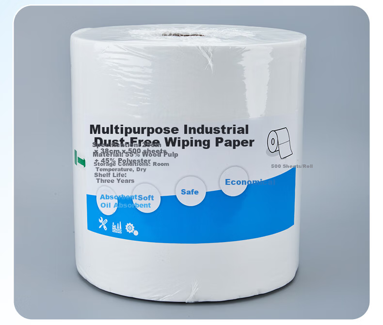 Buran Dust-Free Industrial Wiping Paper Oil Absorption Lab Wipes 25x38cm 500 Sheets/Roll Blue 18
