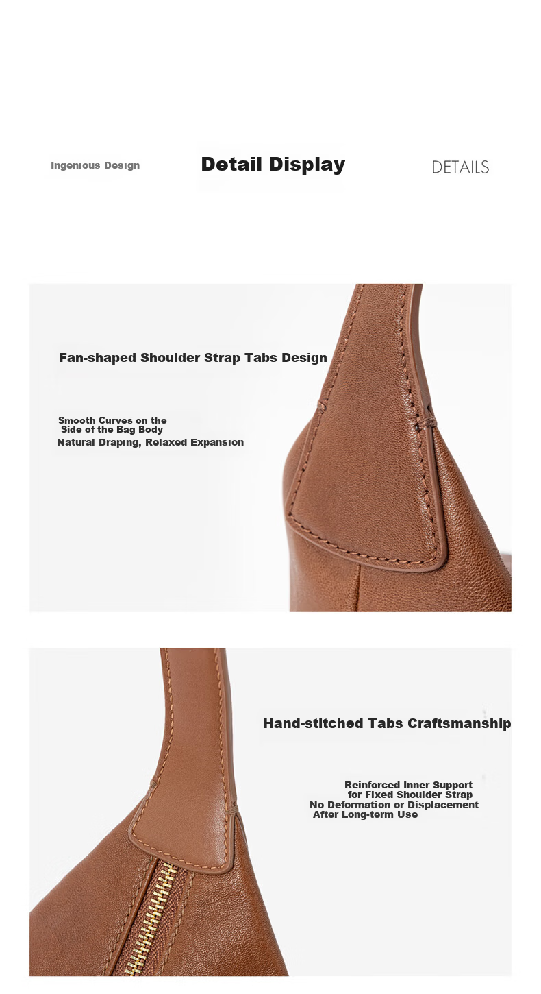 VANESSA HOGAN Zhang Yakin Same Style VH Women's Handbag, Xiran Hobo Bag, Vegetable Tanned Leather, Light Luxury Crossbody Shoulder Bag, Ladies' Birthday Gift 18