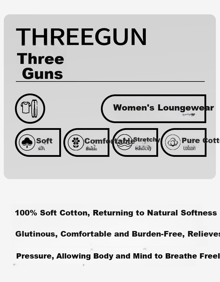 Threegun Dream Series Women's Long Sleeve 100% Cotton Anti-Mite Pajamas Autumn Winter Homewear 1