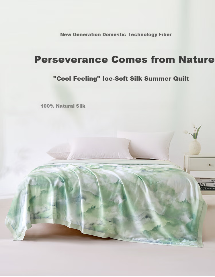 Ciyun Ice-Soft Cooling Silk Summer Quilt 100% Washable Silk Air-Conditioned Blanket 150*210cm Huaji 3