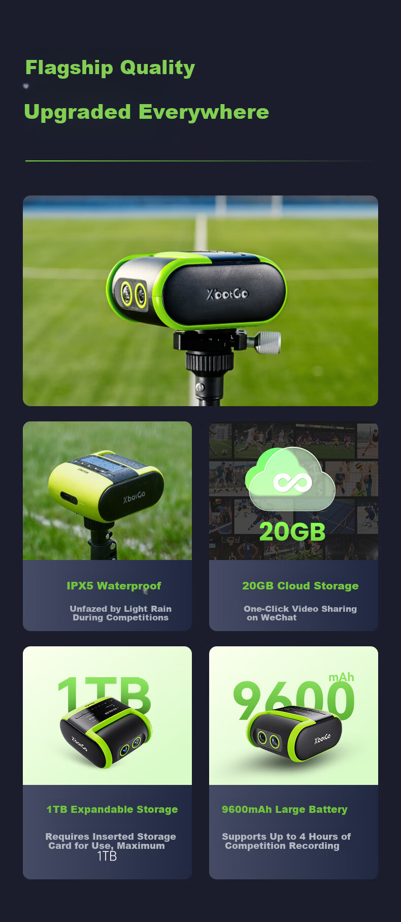 XBOT GO Falcon Court Camera Falcon Event-Grade AI Auto-Tracking Camera Professional Live Recording Device for Soccer and Basketball Training - Green 19