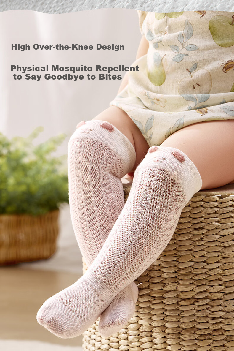 October Crystals Baby Socks Summer Mesh Long Thin Knee-High Anti-Mosquito Over-the-Knee Non-Tight Children's Air Conditioning Socks 7A Antibacterial 8