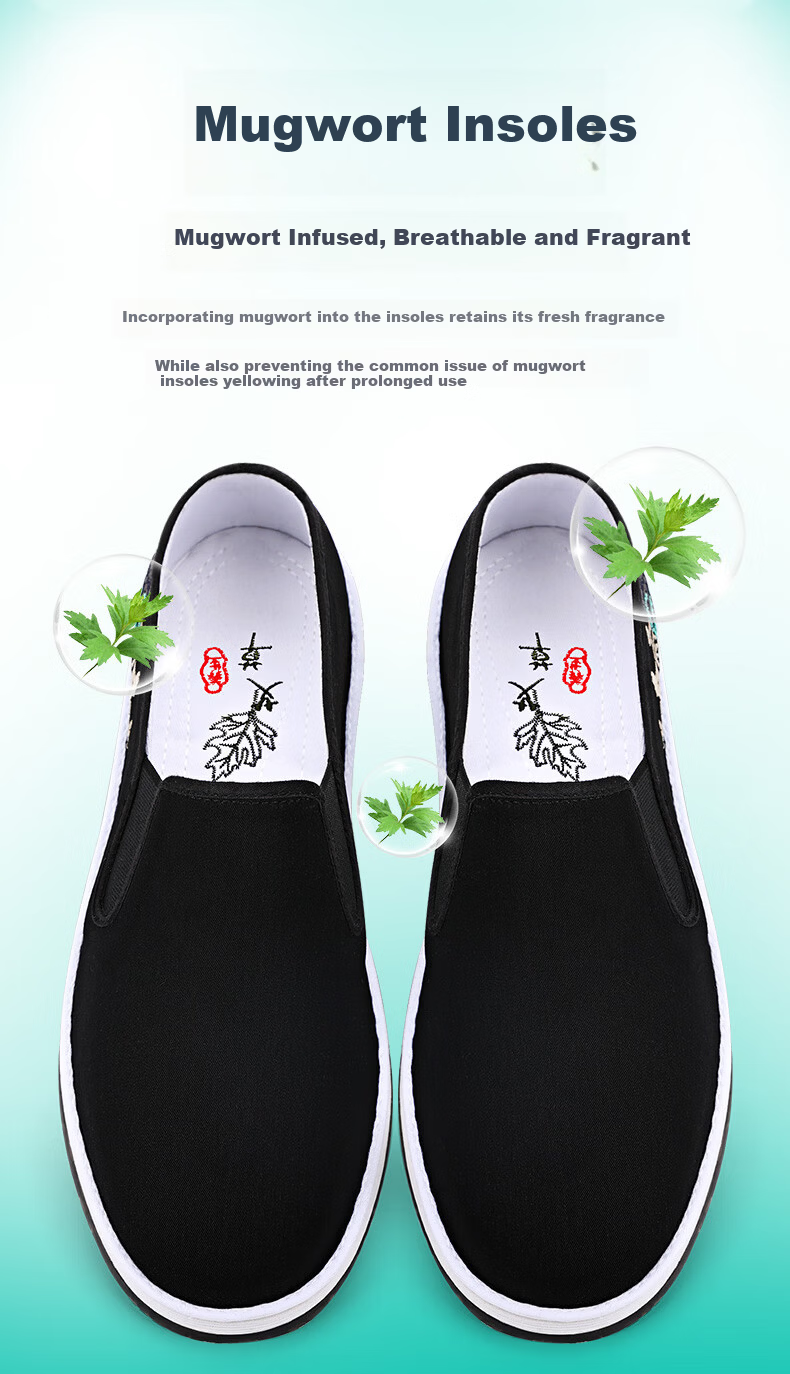 BUSHEYUAN Traditional Men's Cloth Shoes National Trend Embroidered Youth Thousand-Layer Sole Old Beijing Cloth Shoes Men 511-0413 Black Size 39 3