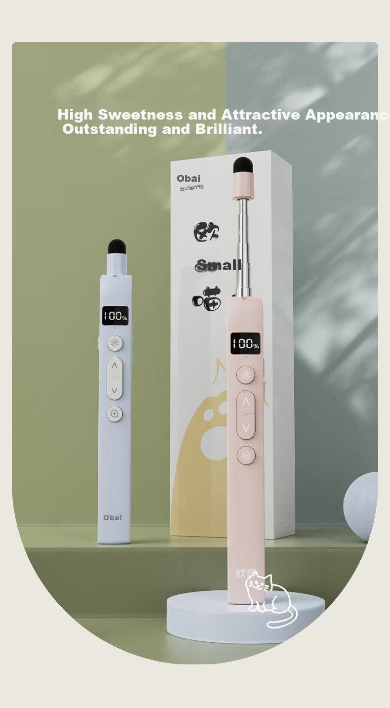 Obai T12 Writing and Page Turning Pen Multifunctional PPT Touch Pen for Teachers Compatible with Seewo Whiteboard Multimedia Teaching All-in-One Machine Countdown Page Turning Touch Pen 3-in-1 Red Lig 8