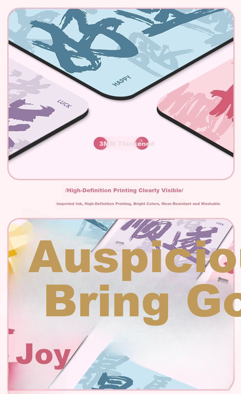 Juyingfeng Mouse Pad, Small Size, for Office And Home Use, Creative Cartoon Design, Desk Mat, Add-On Item for Online Shopping, Ins Style, Non-Slip, Wear-Resistant, Soft Pad, Thickened, Portable, Washable, 26*21cm, Fortune-Bringing Pink 7