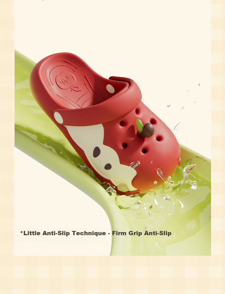Chedoir Red Apple Women's Summer Outdoor Cute Non-Slip Breathable EVA Thick Sole Beach Open-Toe Slippers 8