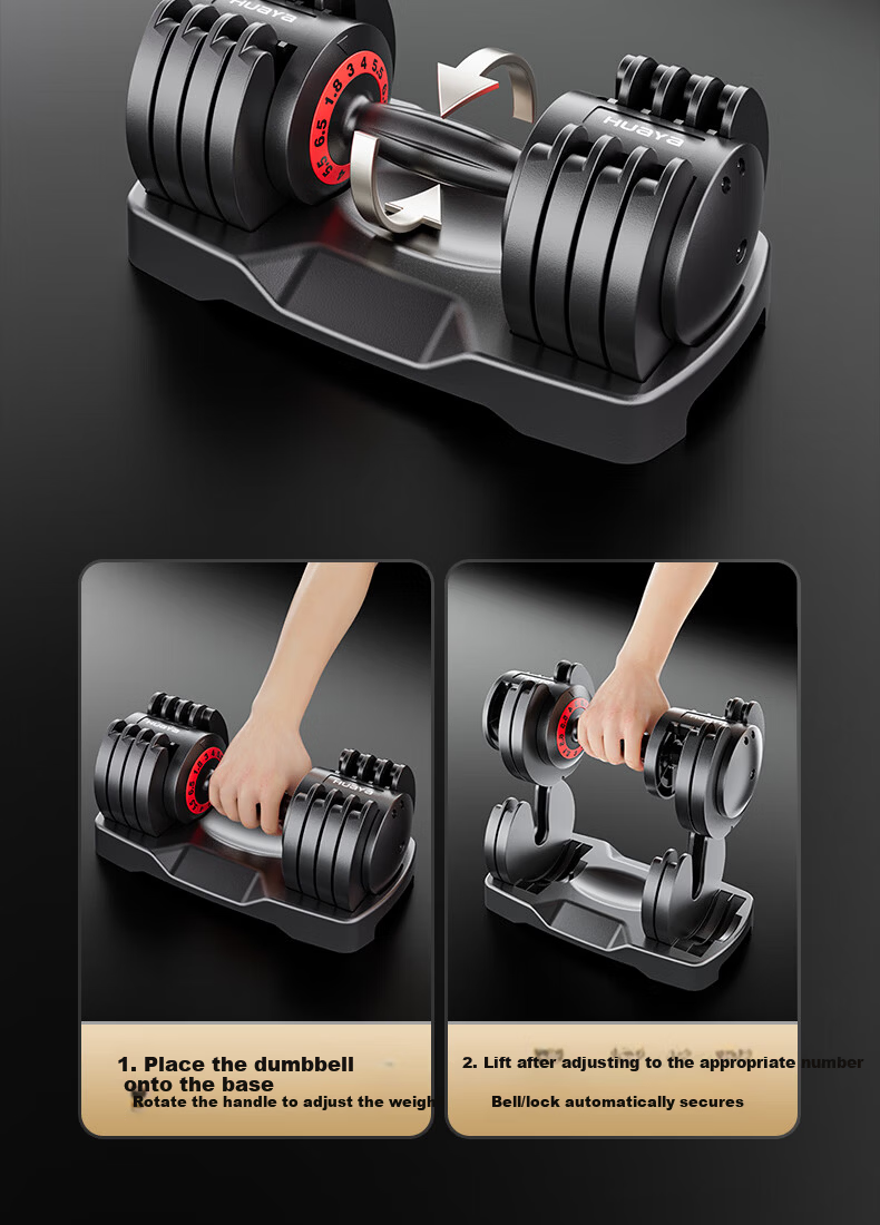 HUAYA Adjustable Dumbbell Men’s Quick-Adjust Hand Weight 11.5kg Home Strength Training Fitness Equipment 4