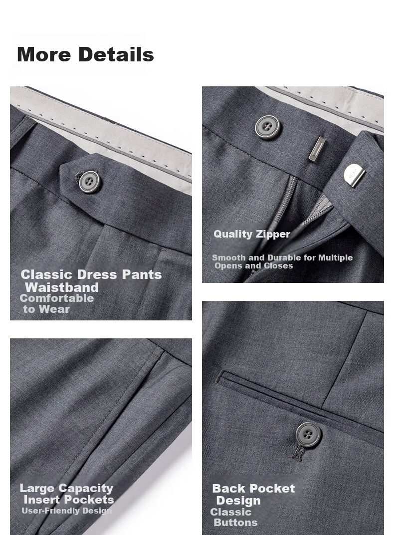 Hodo Men's Summer Thin Non-Iron Wrinkle-Resistant Business Straight Casual Dress Pants Commuter Work Trousers 6