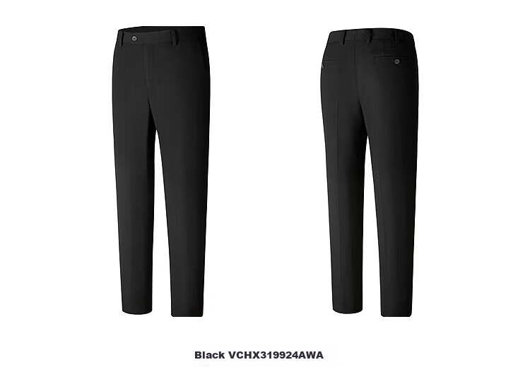 YOUNGOR Cashmere Warmth 2025 New Men's Straight Fit Stretch Casual Pants Black 31.5 170/78A 14