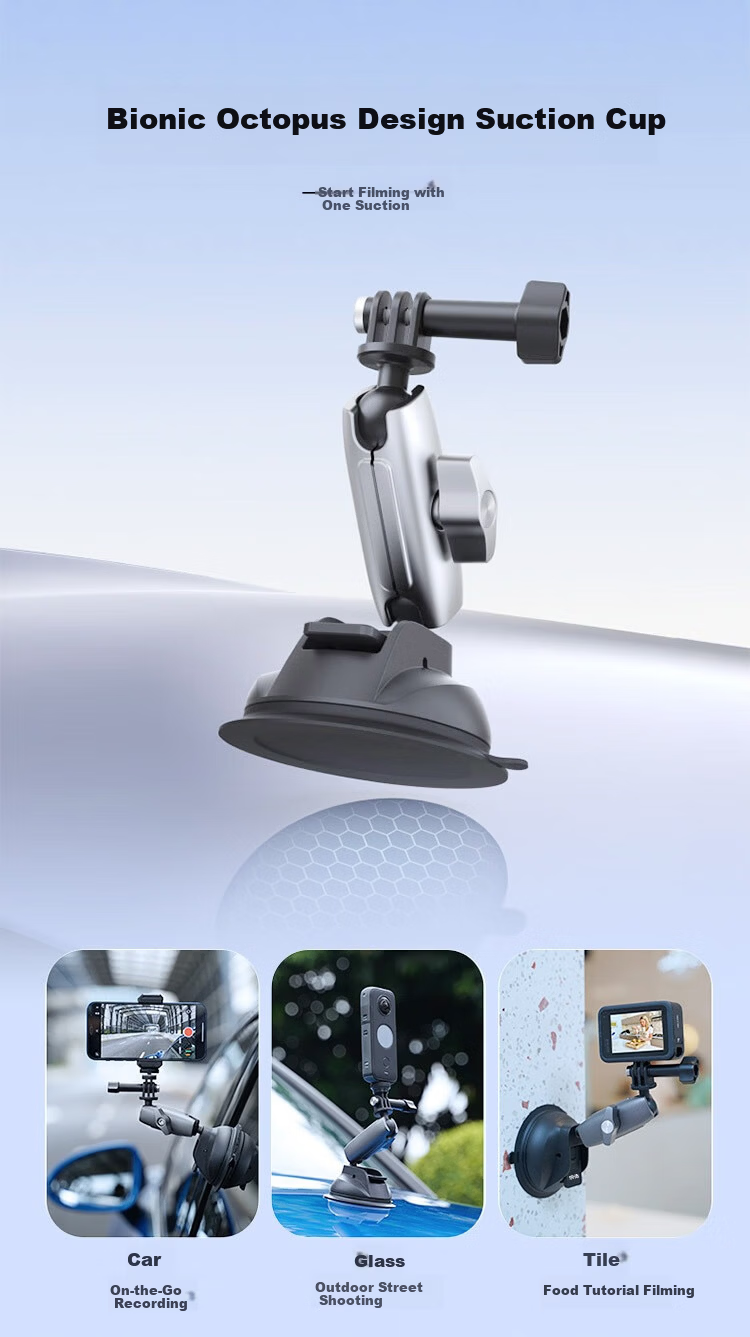 Jingxuan JD Self-Owned Brand Sports Camera Aluminum Alloy Suction Cup Mount Compatible with GoPro DJI Action6/4 5Pro Car Suction Mount Insta360 Suction Cup Bracket 3