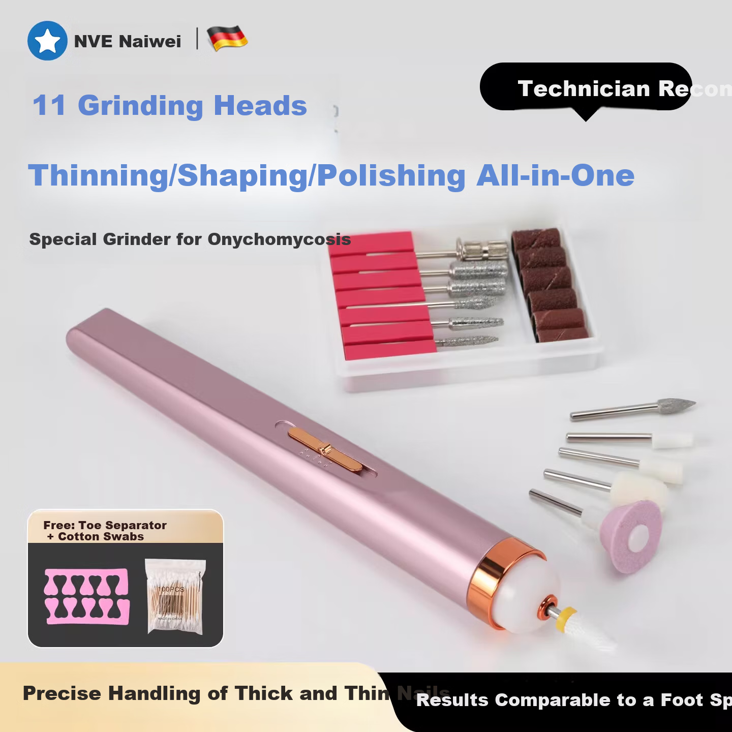 NHGAD Electric Nail Grinder for Onychomycosis Removal Nail Polishing Machine Electric Nail File with Medication Application