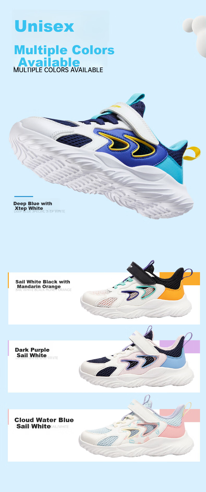 XTEP Kids Summer Hollow-out Breathable Mesh Running Shoes Toddler Purple/White Size 29 5