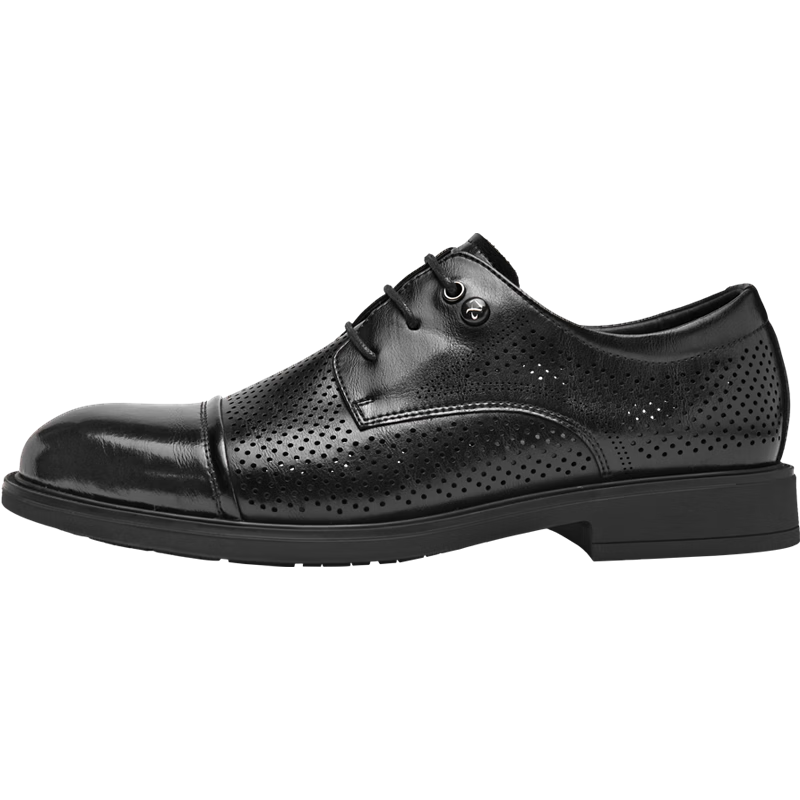 HLA Men's Business Casual Derby Leather Shoes HAAPXM2FAL158 Black Perforated Size 43