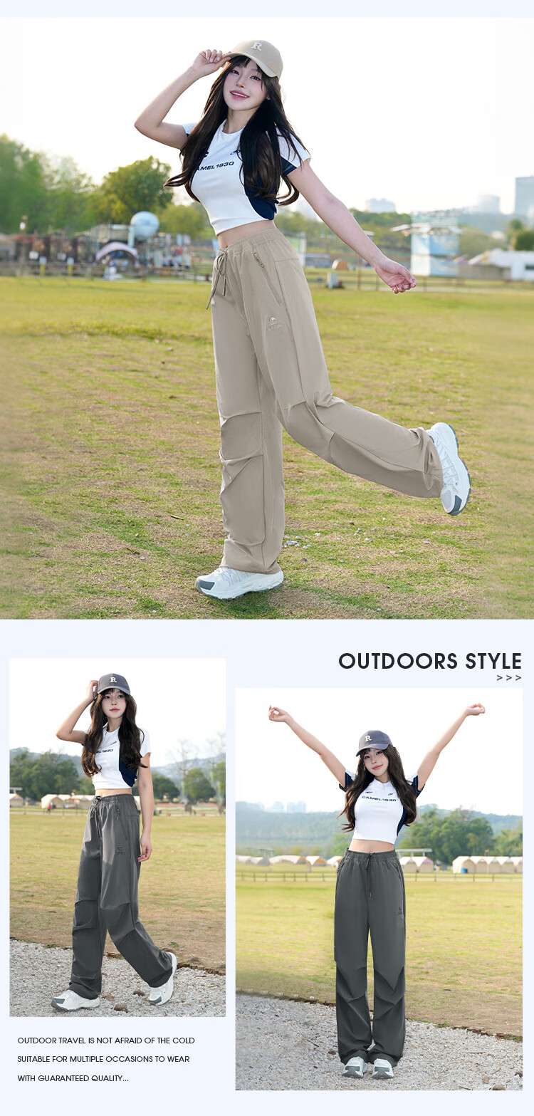 CAMEL Outdoor Quick-Dry Military Pants Women Spring Summer Breathable Cooling Sun Protection Wide-Leg Sports Hiking Mountaineering Pants Men 3032 1