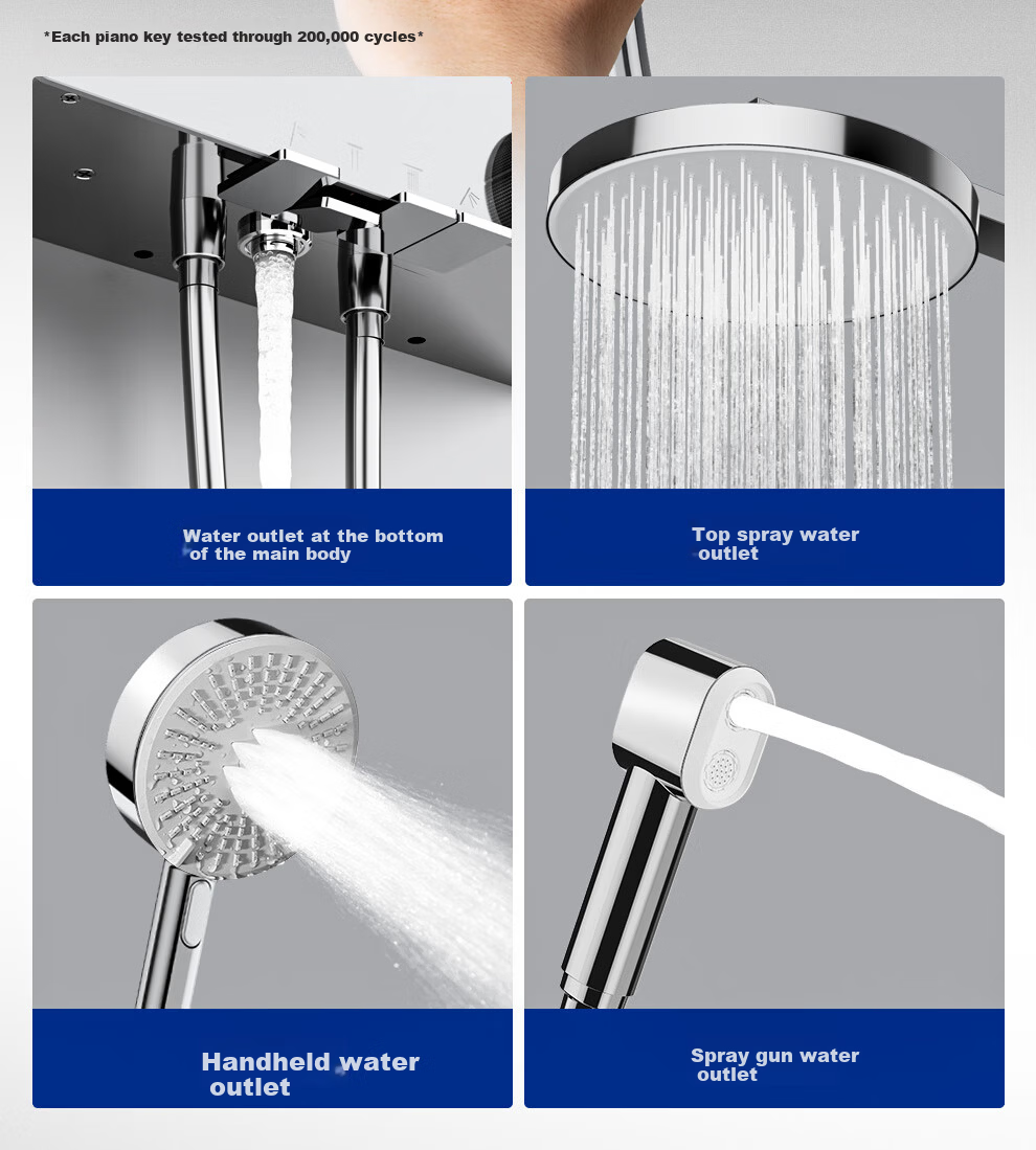 ARROW K530 Shower Set with Large Top Spray, Pressurized Multifunctional Piano Key Digital Display Handheld Shower AE34216MZCP-P 11